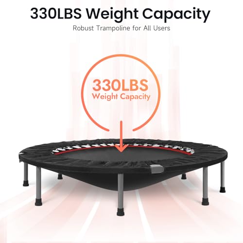 BCAN 40" Foldable Mini Trampoline, Fitness Rebounder with Adjustable Foam Handle, Exercise Trampoline for Adults Indoor/Garden Workout Max Load 330lbs