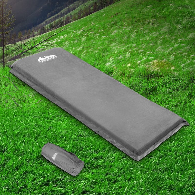 Weisshorn Self Inflating Mattress Camping Sleeping Mat Air Bed Single Grey