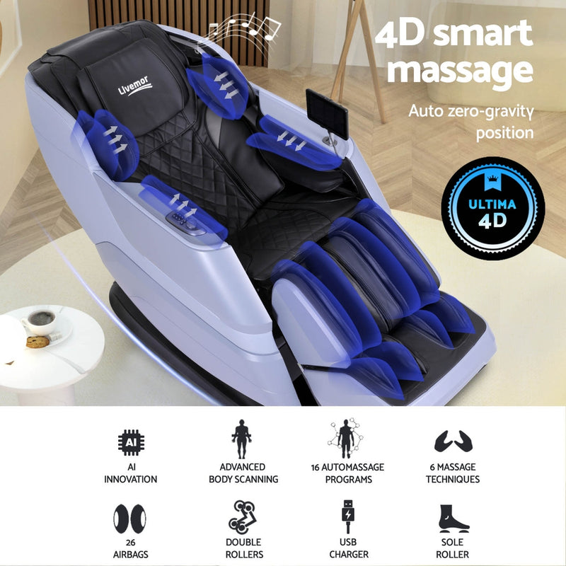 Livemor 4D Massage Chair Electric Recliner Home Massager Miraj