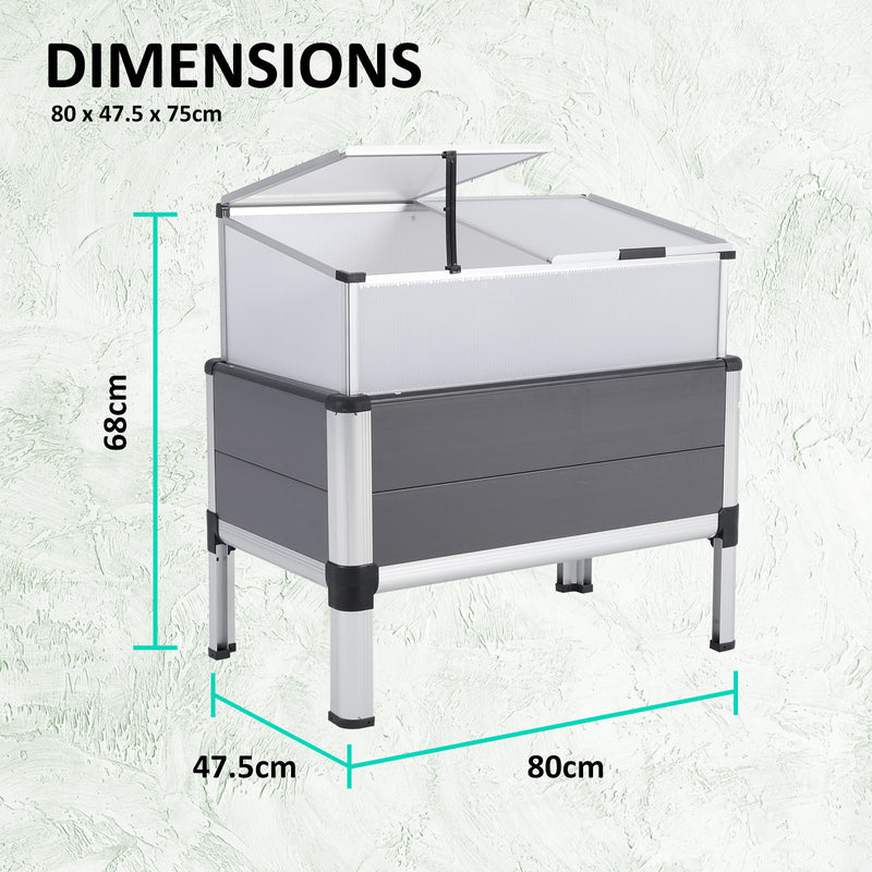 Cold Frame Greenhouse Cover Raised Garden Bed Stand Planter GREY