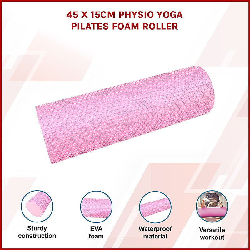 45 x 15cm Physio Yoga Pilates Foam Roller