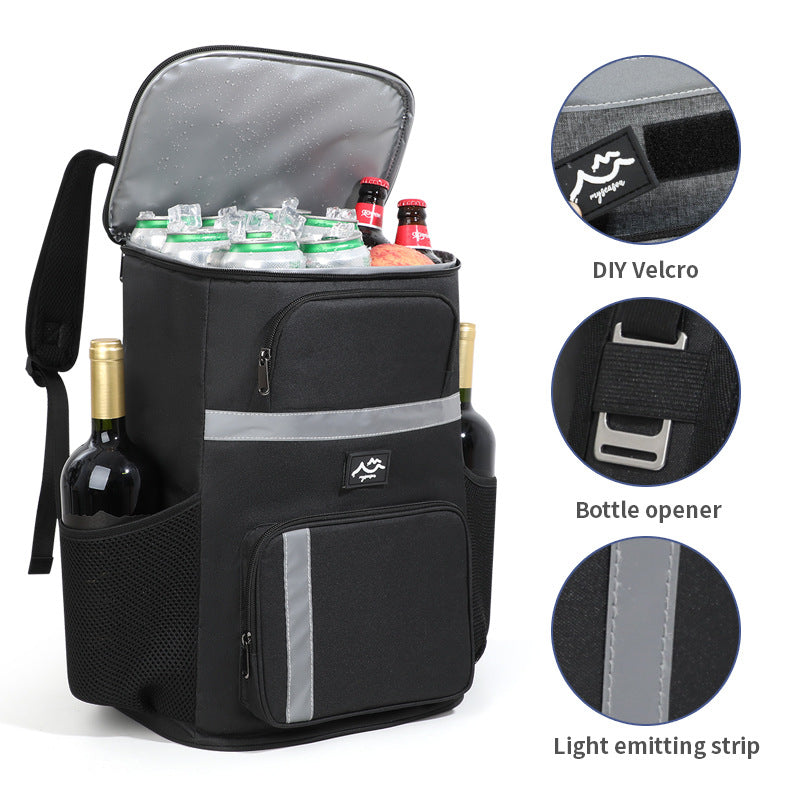 Insulated Cooler Backpack - Portable Outdoor Picnic and Beverage Bag with Bottle Opener (Khaki)