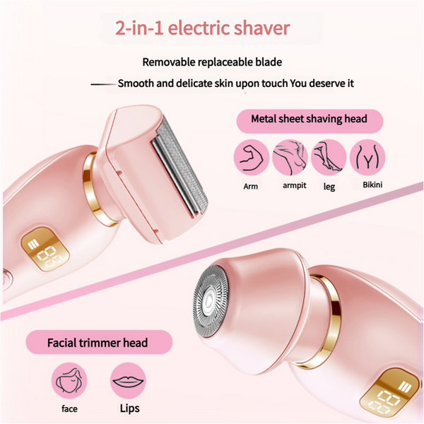 U34 Pink 2-in-1 Electric Razor for Women - Multifunctional Rechargeable Hair Removal Shaver