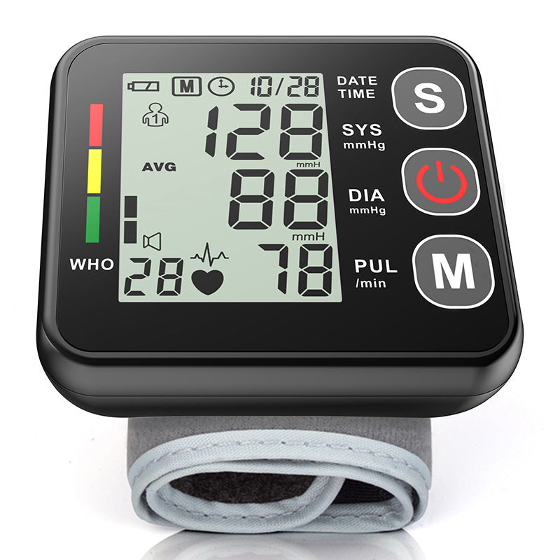 White Compact Digital Wrist Blood Pressure Monitor with Adjustable Arm Cuff