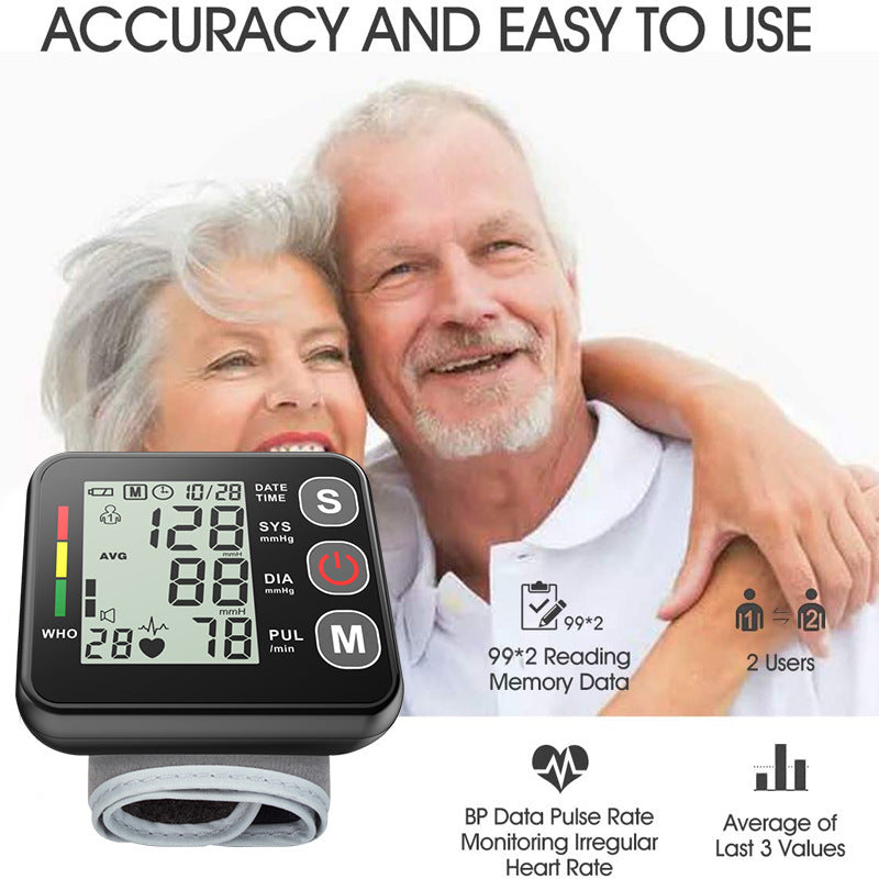 White Compact Digital Wrist Blood Pressure Monitor with Adjustable Arm Cuff