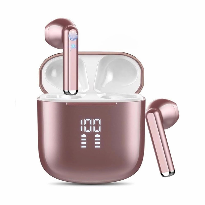 Wireless Earbuds,Mini Bluetooth 5.3 Headphones HiFi Stereo,Wireless Earphones with ENC Noise Cancelling Mics,Touch Control,Type-C Charging,Dual LED Display,in Ear for Gym