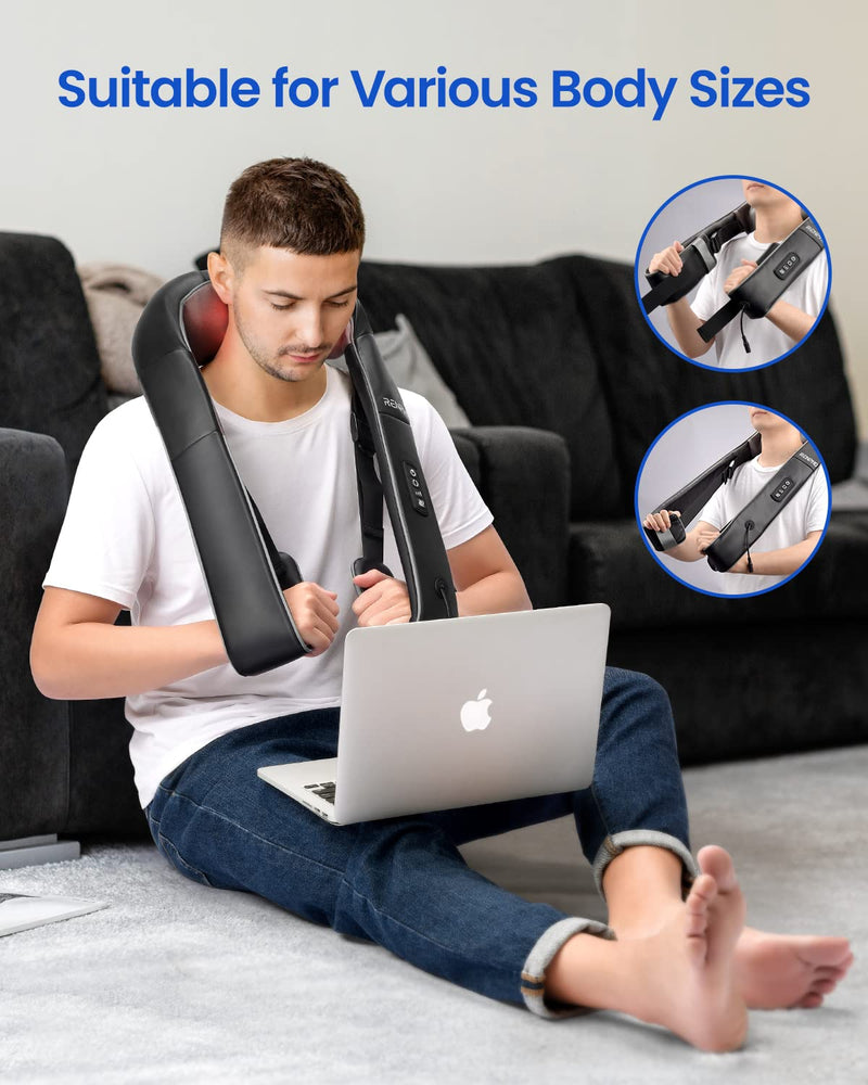 RENPHO Neck Back Massager with Adjustable Straps and Heat, Ideal Gifts, Shiatsu Shoulder Neck Massager with 3D Massage of Deep Tissue, Muscle Pain Relief for Neck, Back, Shoulder, Waist, Legs, Office Chair and Home Use