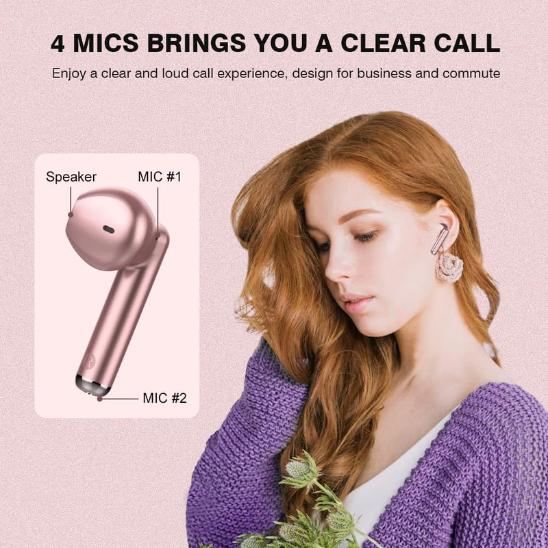 Wireless Earbuds,Mini Bluetooth 5.3 Headphones HiFi Stereo,Wireless Earphones with ENC Noise Cancelling Mics,Touch Control,Type-C Charging,Dual LED Display,in Ear for Gym