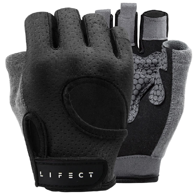 LIFECT Breathable Gym Gloves for Women and Men, Knuckle Weight Lifting Gloves with Curved Open Back, Palm Protection Padding, Anti-Skid Workout Glove for Exercise, Powerlifting, Crossfit, Trainning