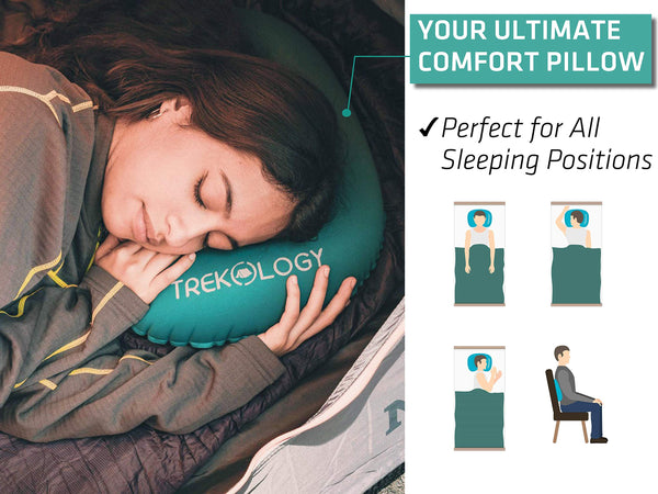 TREKOLOGY Aluft 2.0 Camping Pillow, Ultralight Inflatable Travel Pillow Inflatable Pillow, Beach Pillow Travel Neck Pillow Travel Pillow Neck Support for Camp Hiking Backpacking Lumbar Compact Pillow